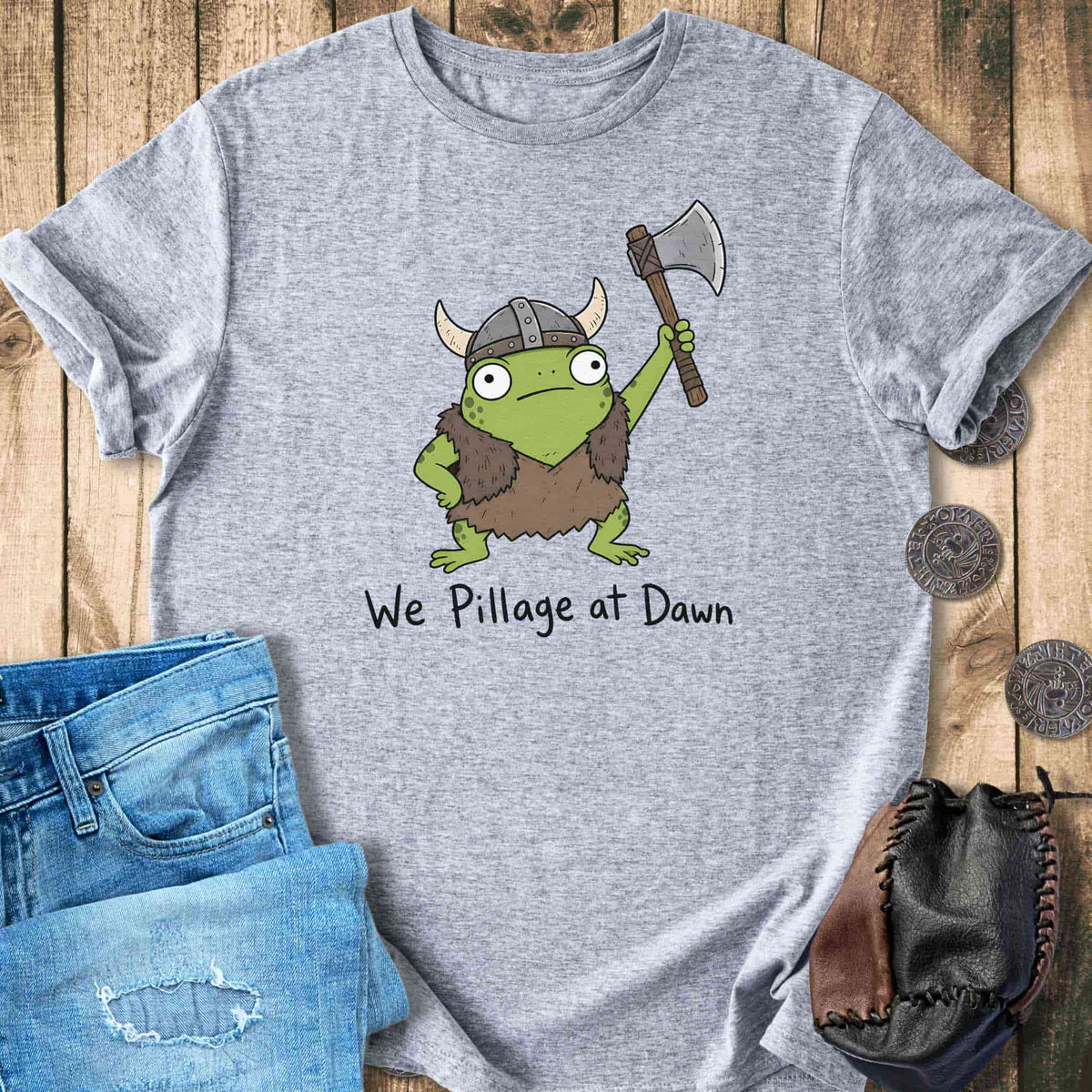 T-Shirt We Pillage at Dawn - Funny Viking Frog T-shirt NEW! Unisex Sizes S-2XL Funny Shirt Gift