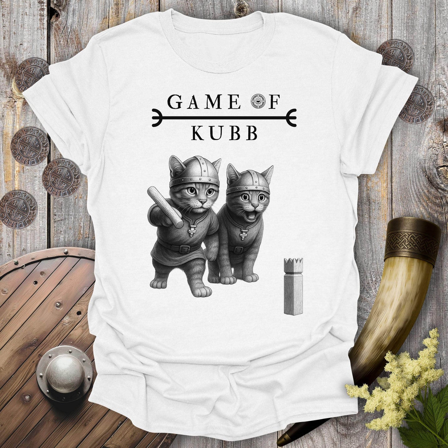 T-Shirt White / S A Game of Kubb Viking Cat T-shirt