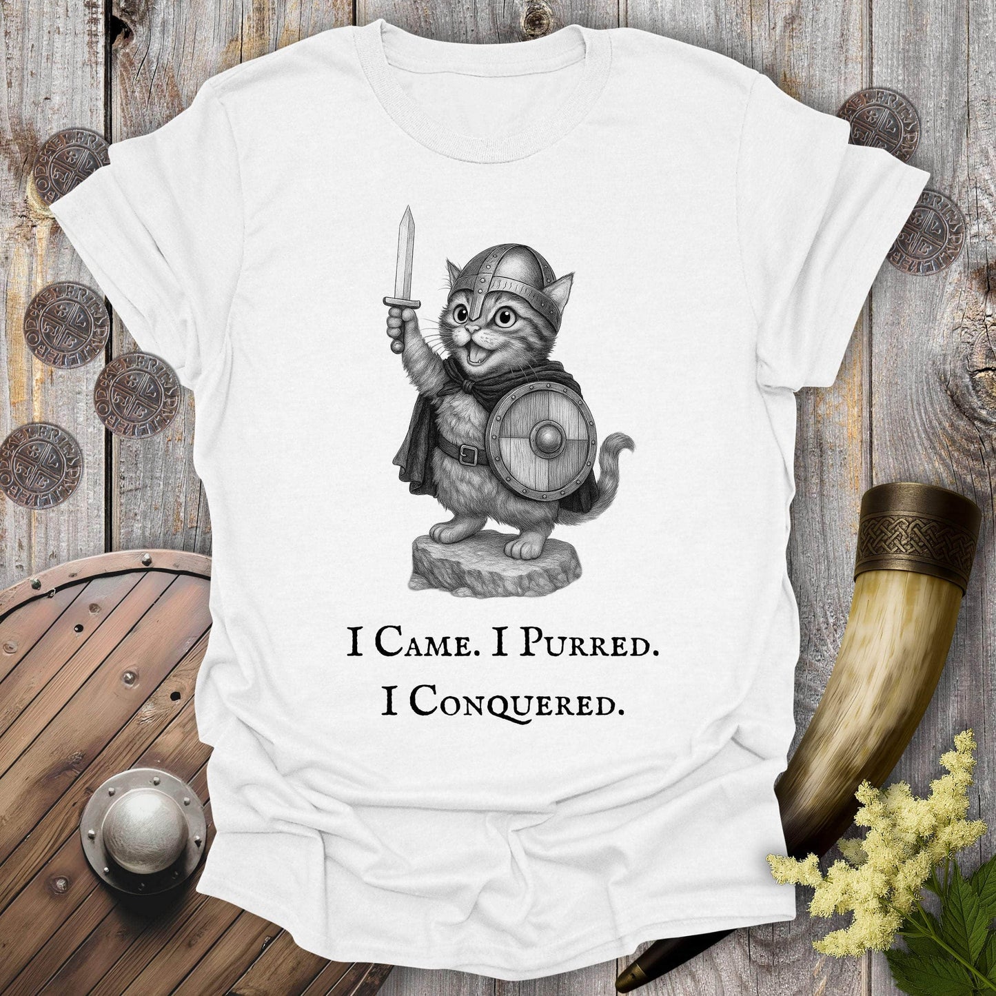 T-Shirt White / S I Came, I Purred, I Conquered Cat T-shirt