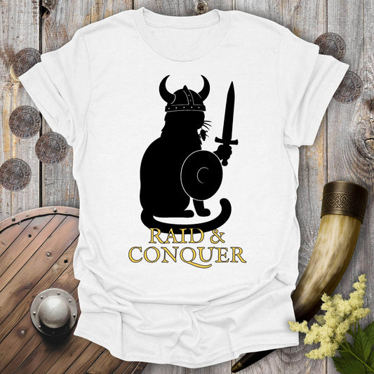 T-Shirt White / S Raid & Conquer Viking Cat T-shirt