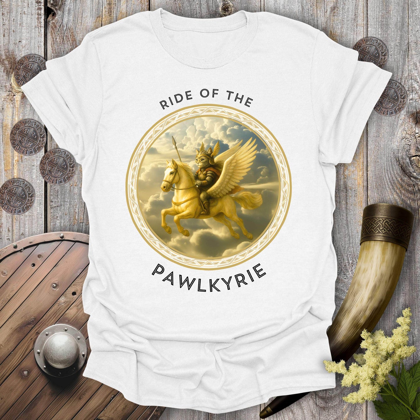 T-Shirt White / S Ride of the Pawlkyrie Viking Cat T-Shirt