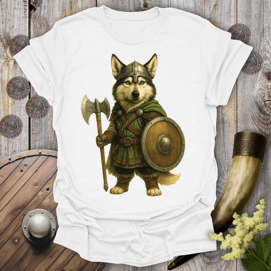 T-Shirt White / S Siberian Husky Viking Soldier T-Shirt