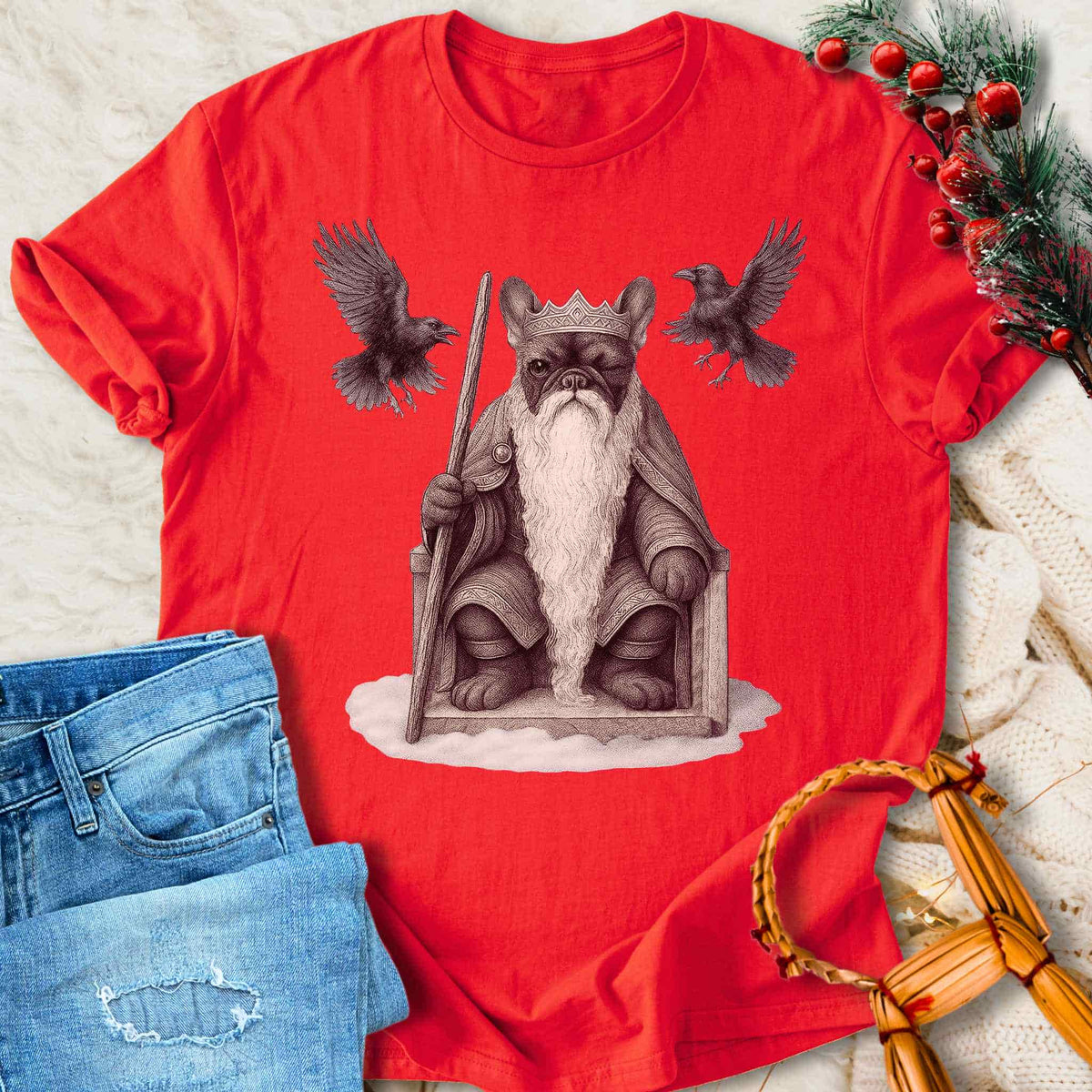 T-Shirt Yule Father Odin - Norse Mythology French Bulldog T-shirt Unisex Sizes S-2XL Funny Shirt Gift