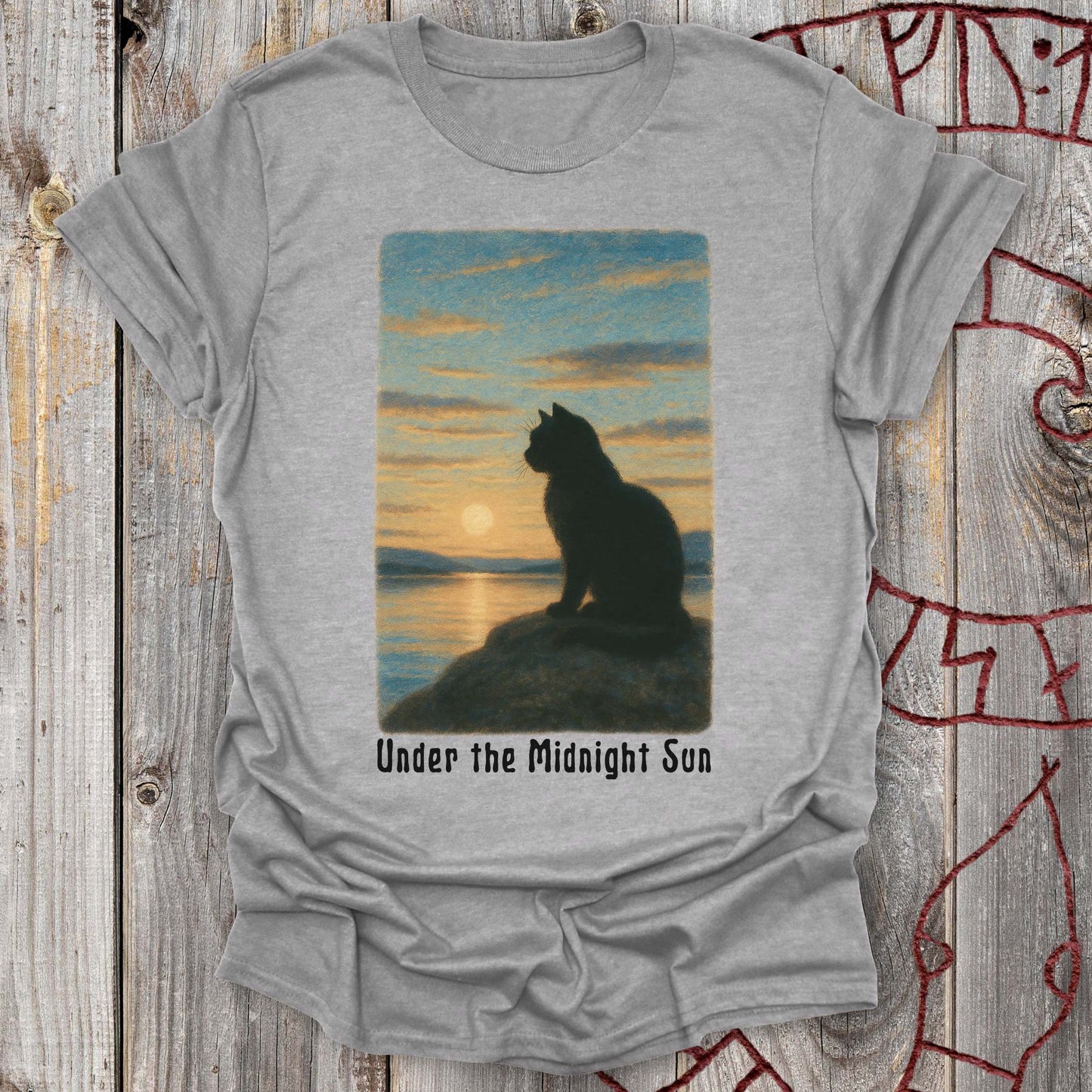 T-Shirt Under the Midnight Sun Cat T-Shirt Unisex size S M L XL 2XL
