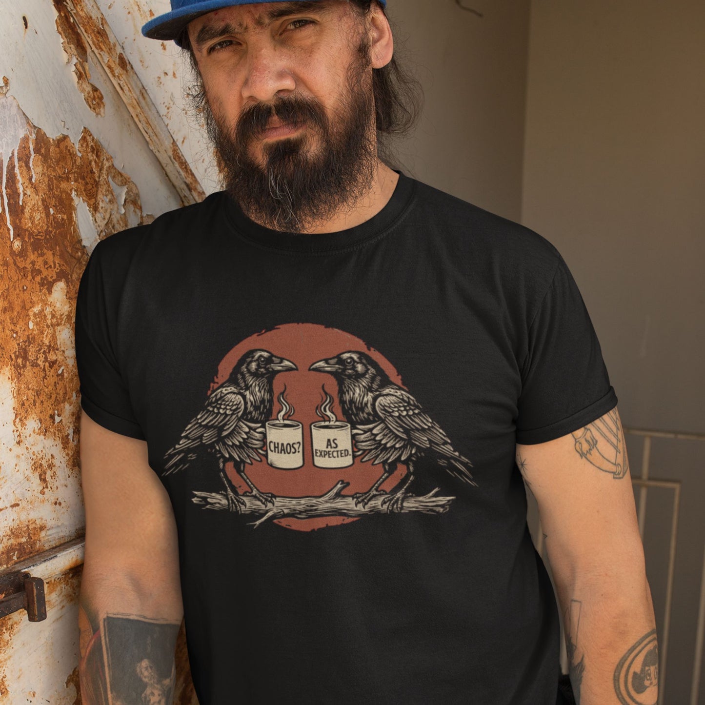 Chaos? As Expected - Huginn & Muninn Raven Retro T-shirt