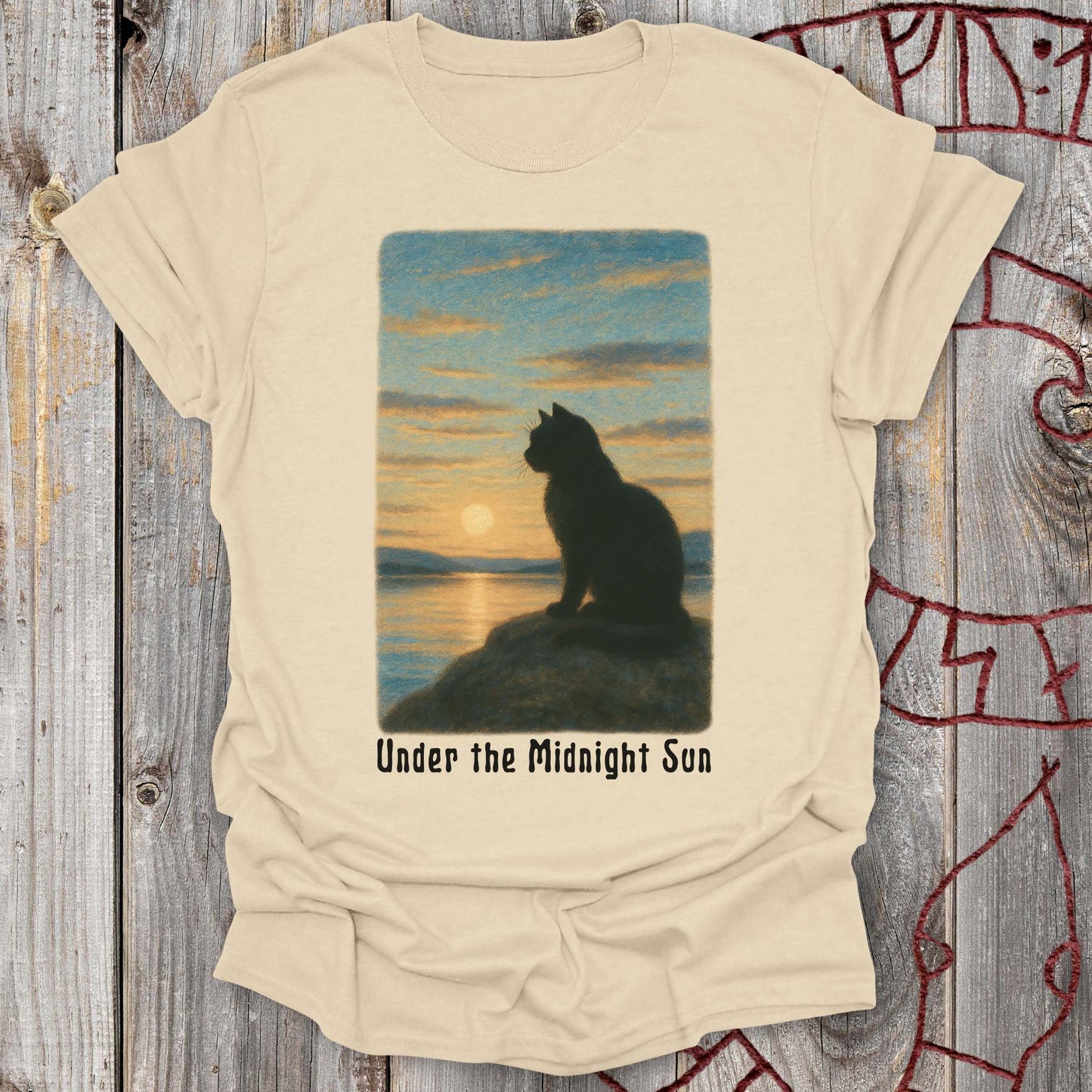 T-Shirt Under the Midnight Sun Cat T-Shirt Unisex size S M L XL 2XL
