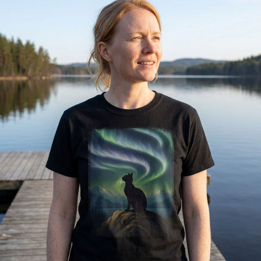 Black Cat & Northern Lights T-Shirt