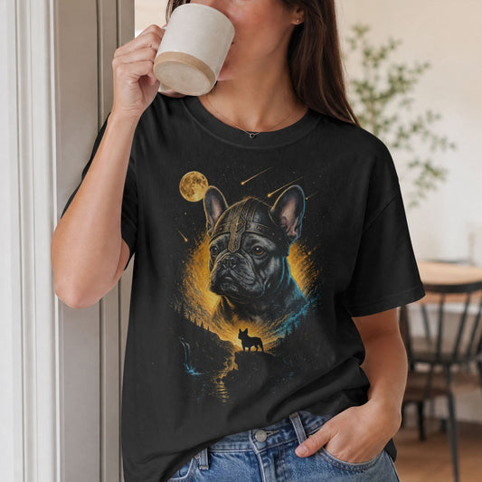 French Bulldog Howling at the Moon Viking T-shirt NEW!