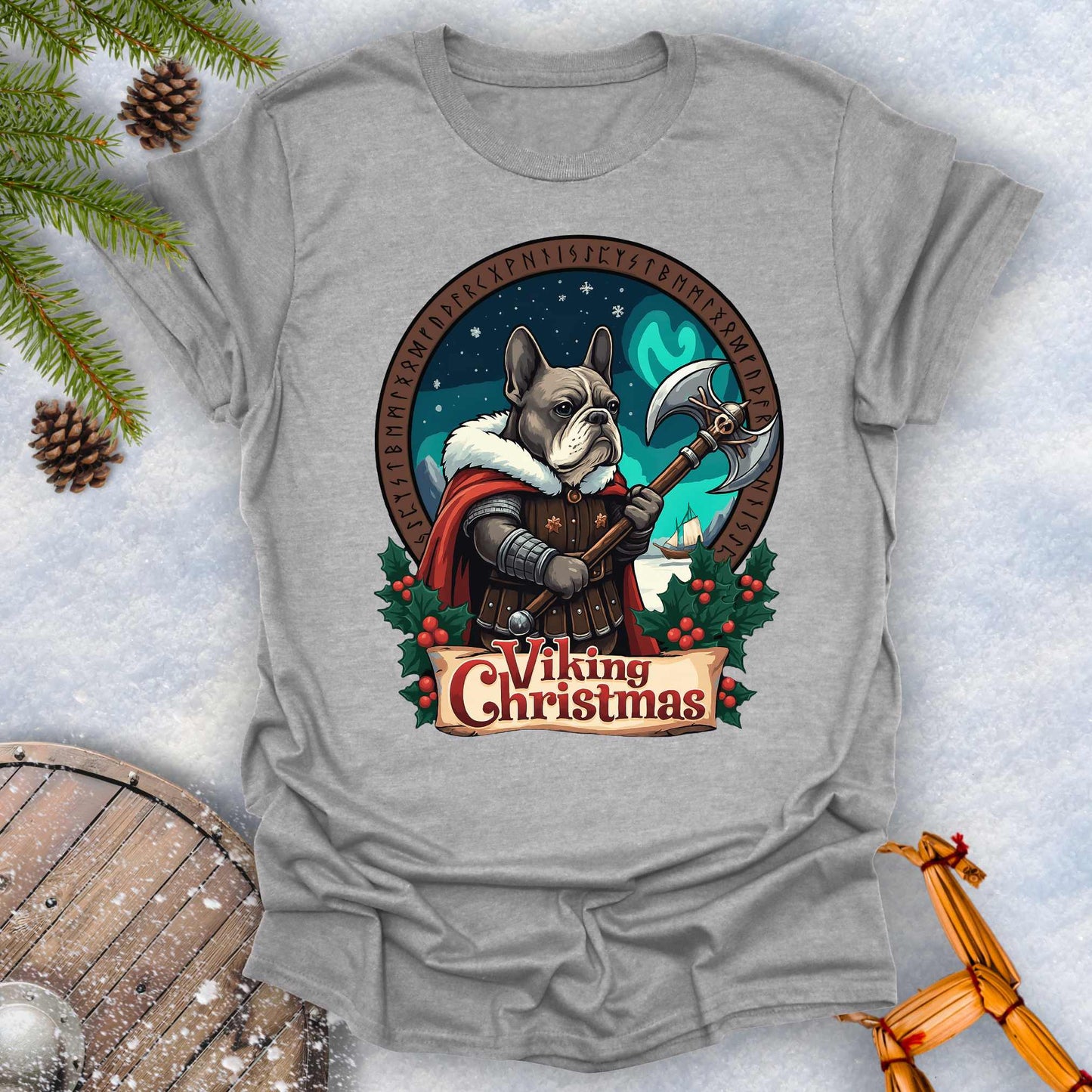 Viking Christmas Bulldog Warrior T-Shirt