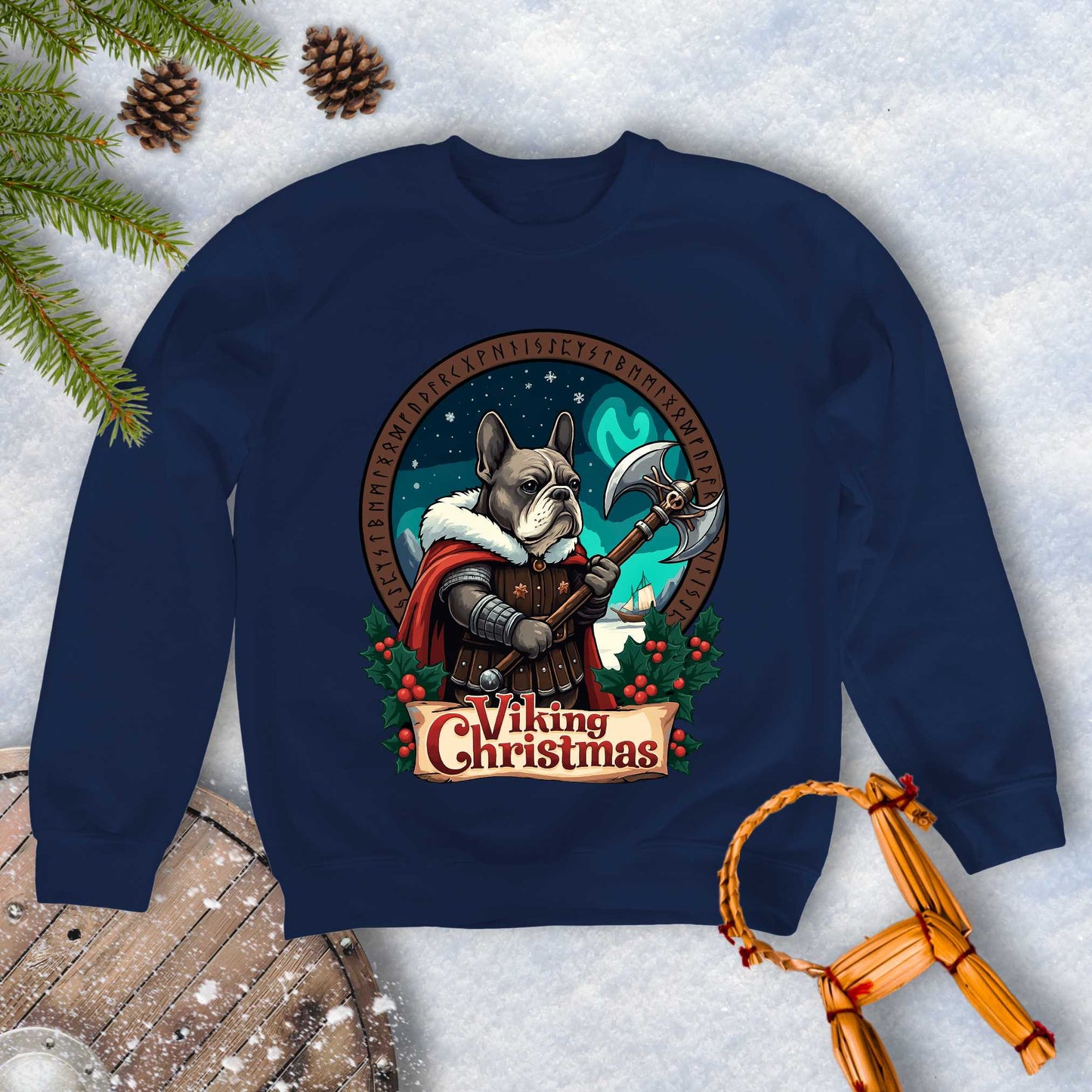 Viking Christmas Bulldog Warrior Sweatshirt