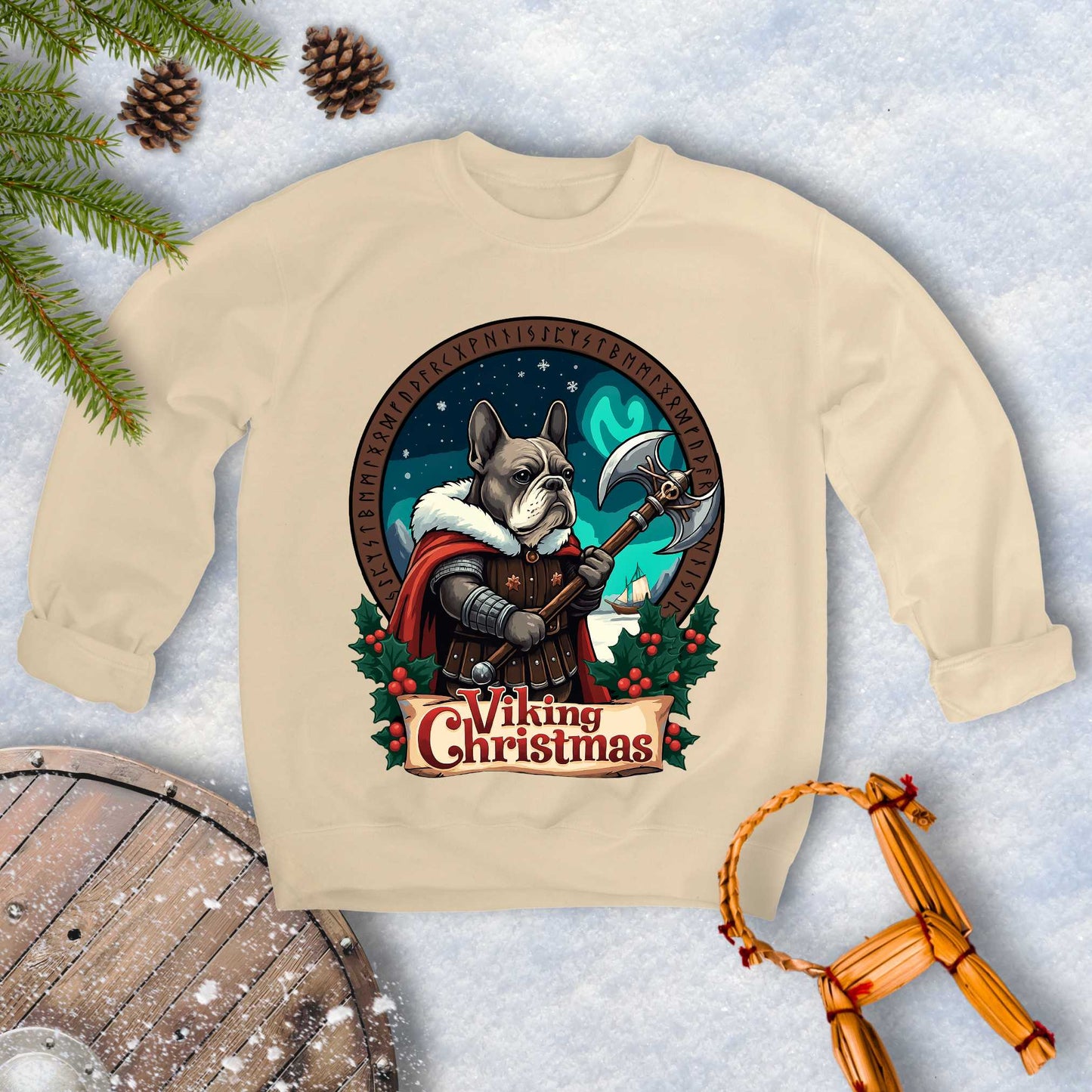 Viking Christmas Bulldog Warrior Sweatshirt