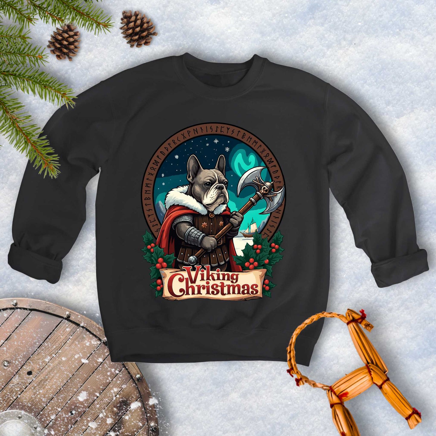 Viking Christmas Bulldog Warrior Sweatshirt