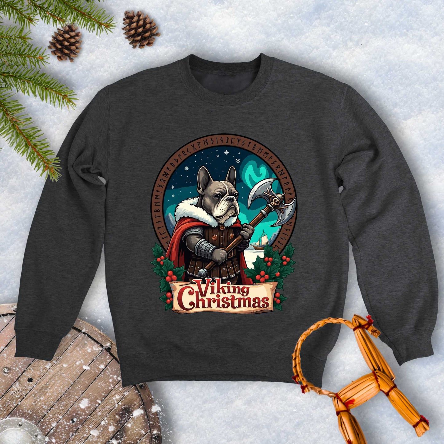 Viking Christmas Bulldog Warrior Sweatshirt