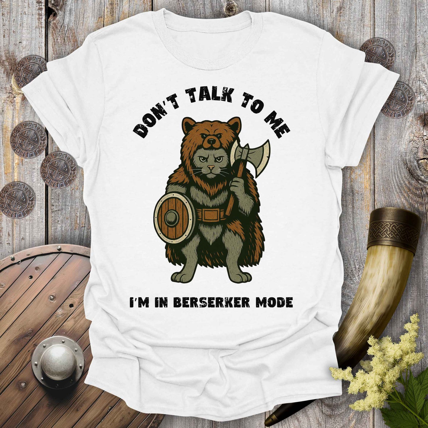 Viking Berserker Cat T-shirt