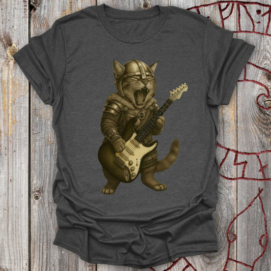 Viking Guitar Kitten – Norse Warrior Rock T-Shirt