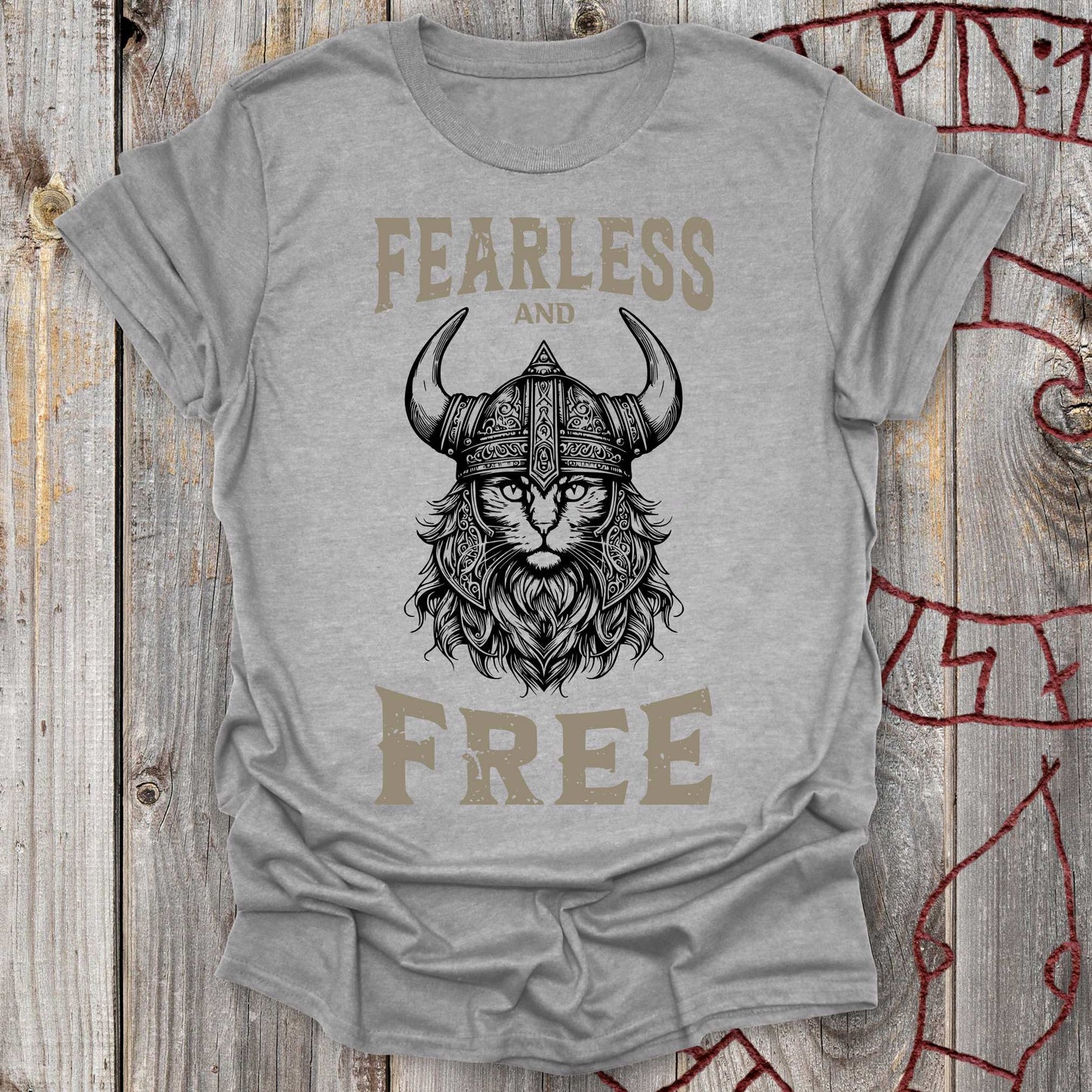 T-Shirt Fearless and Free Viking Cat T-Shirt Unisex size S M L XL 2XL