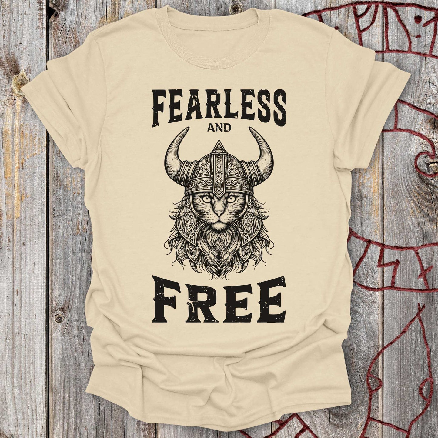 T-Shirt Fearless and Free Viking Cat T-Shirt Unisex size S M L XL 2XL