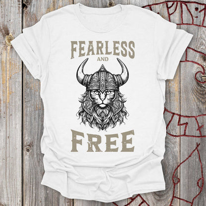T-Shirt Fearless and Free Viking Cat T-Shirt Unisex size S M L XL 2XL