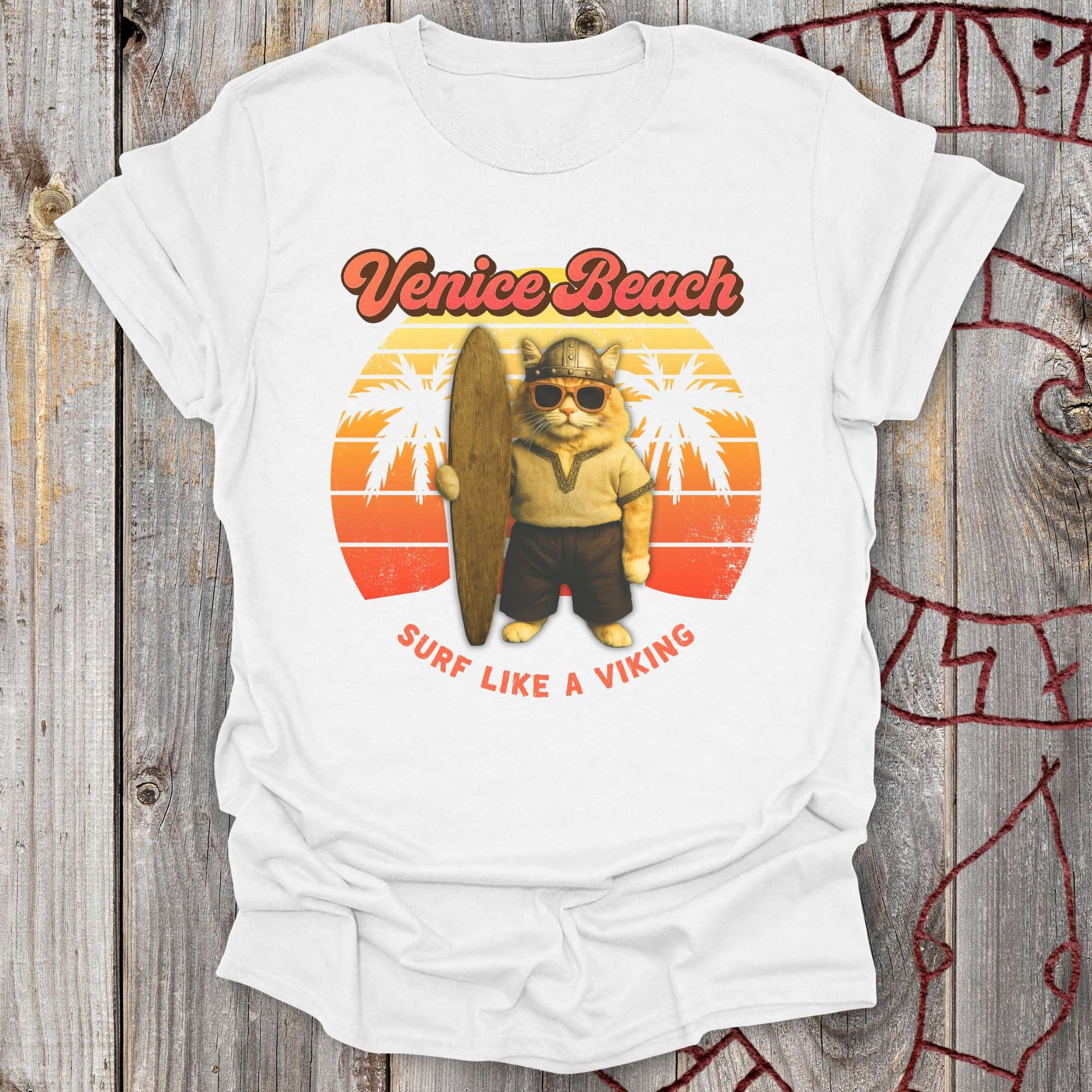 T-Shirt Venice Beach Viking Cat T-Shirt Unisex size S M L XL 2XL