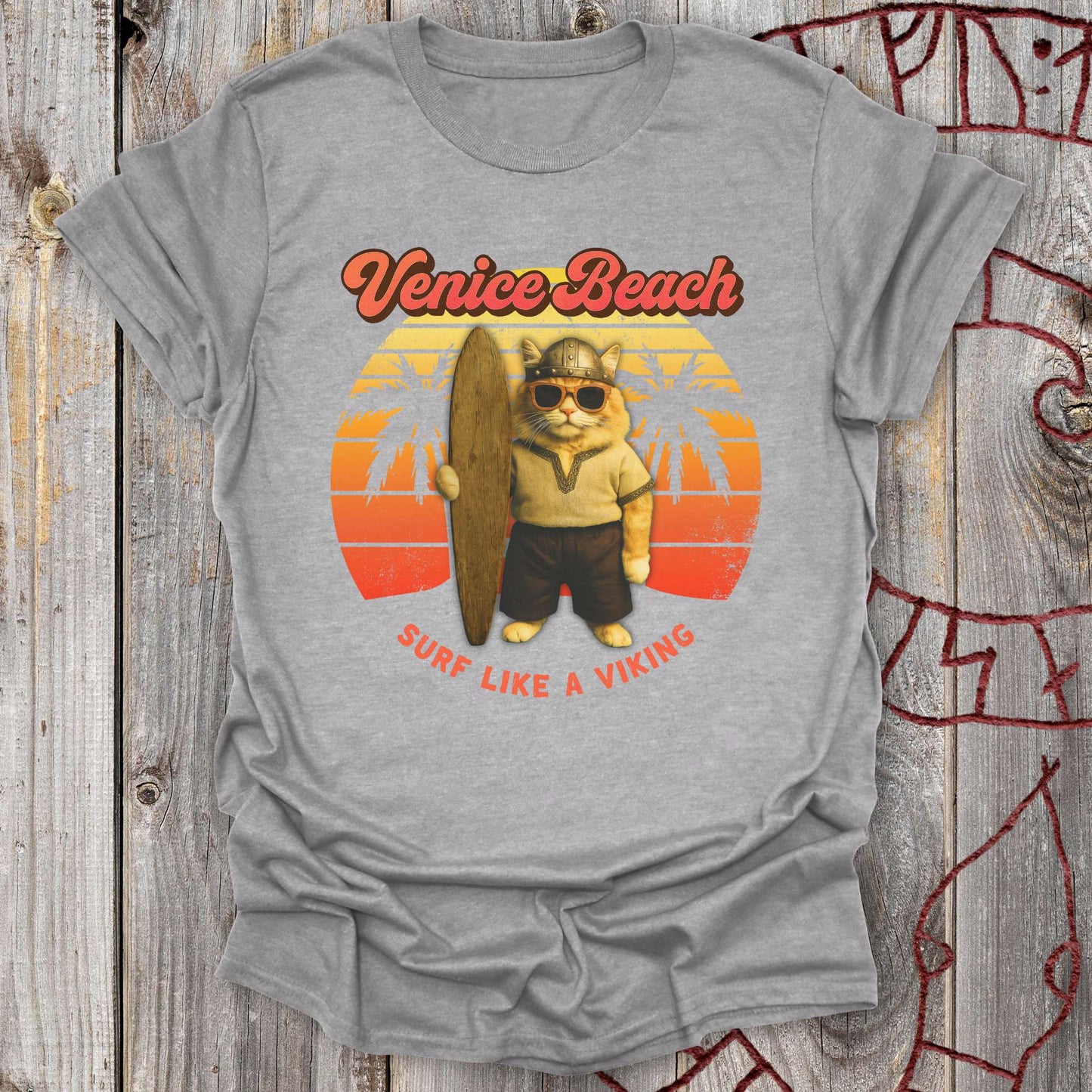 T-Shirt Venice Beach Viking Cat T-Shirt Unisex size S M L XL 2XL