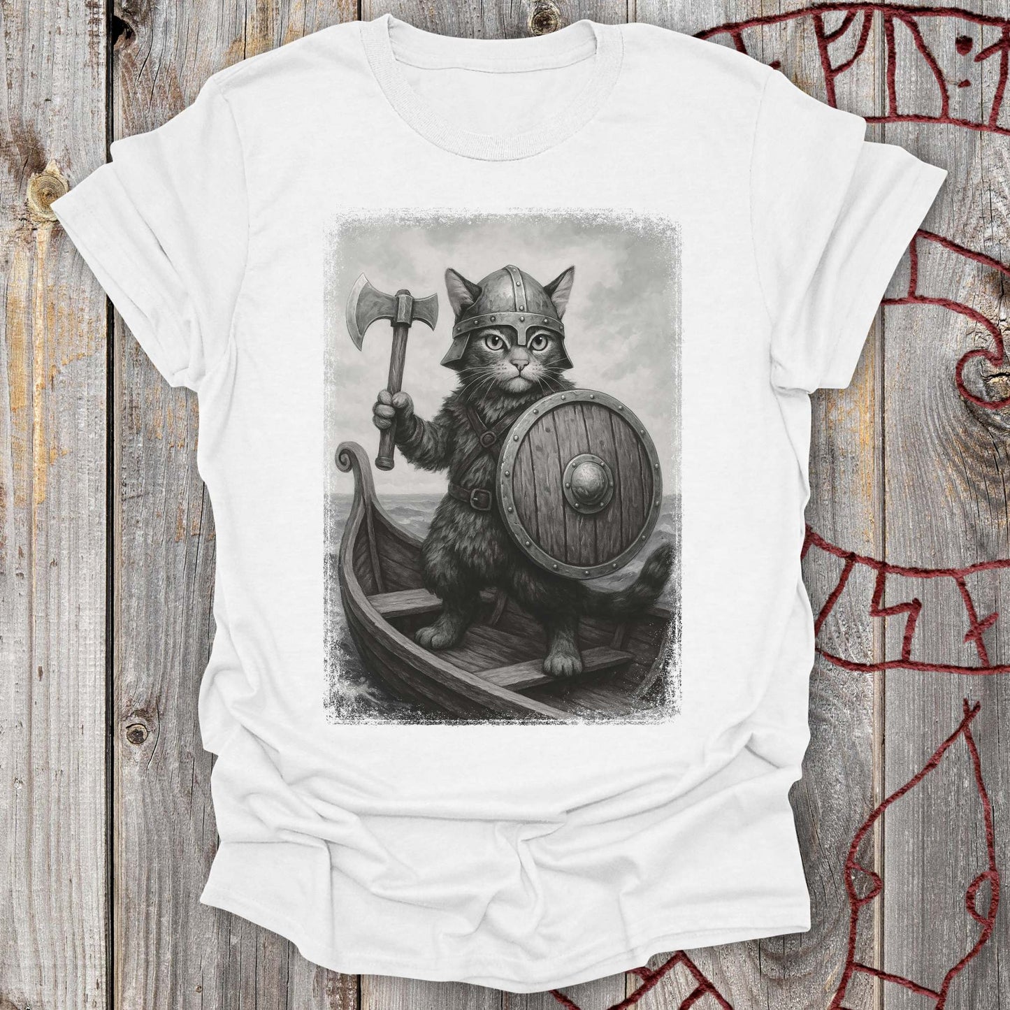 T-Shirt Viking Cat on a Longship T-Shirt Unisex size S M L XL 2XL