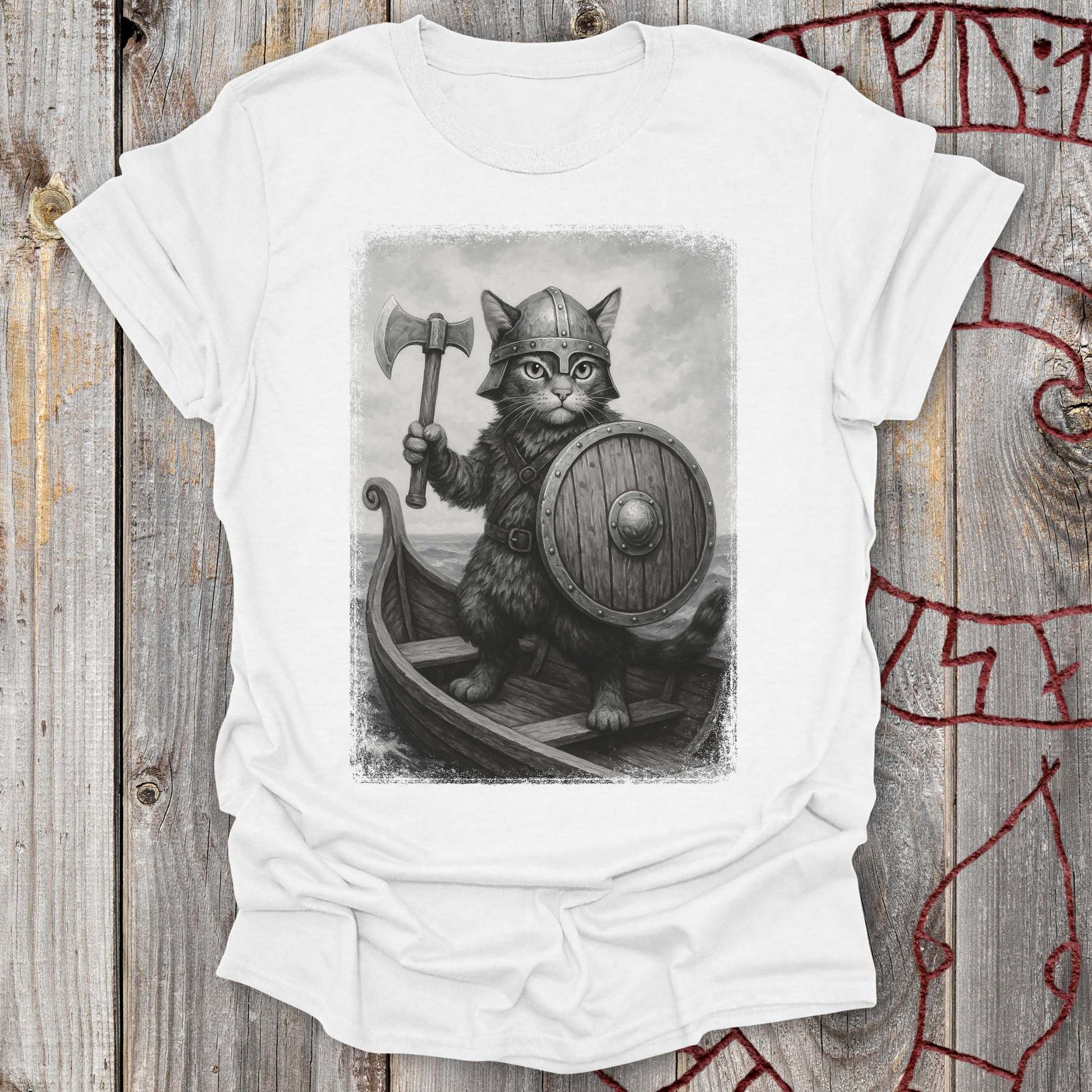 T-Shirt Viking Cat on a Longship T-Shirt Unisex size S M L XL 2XL