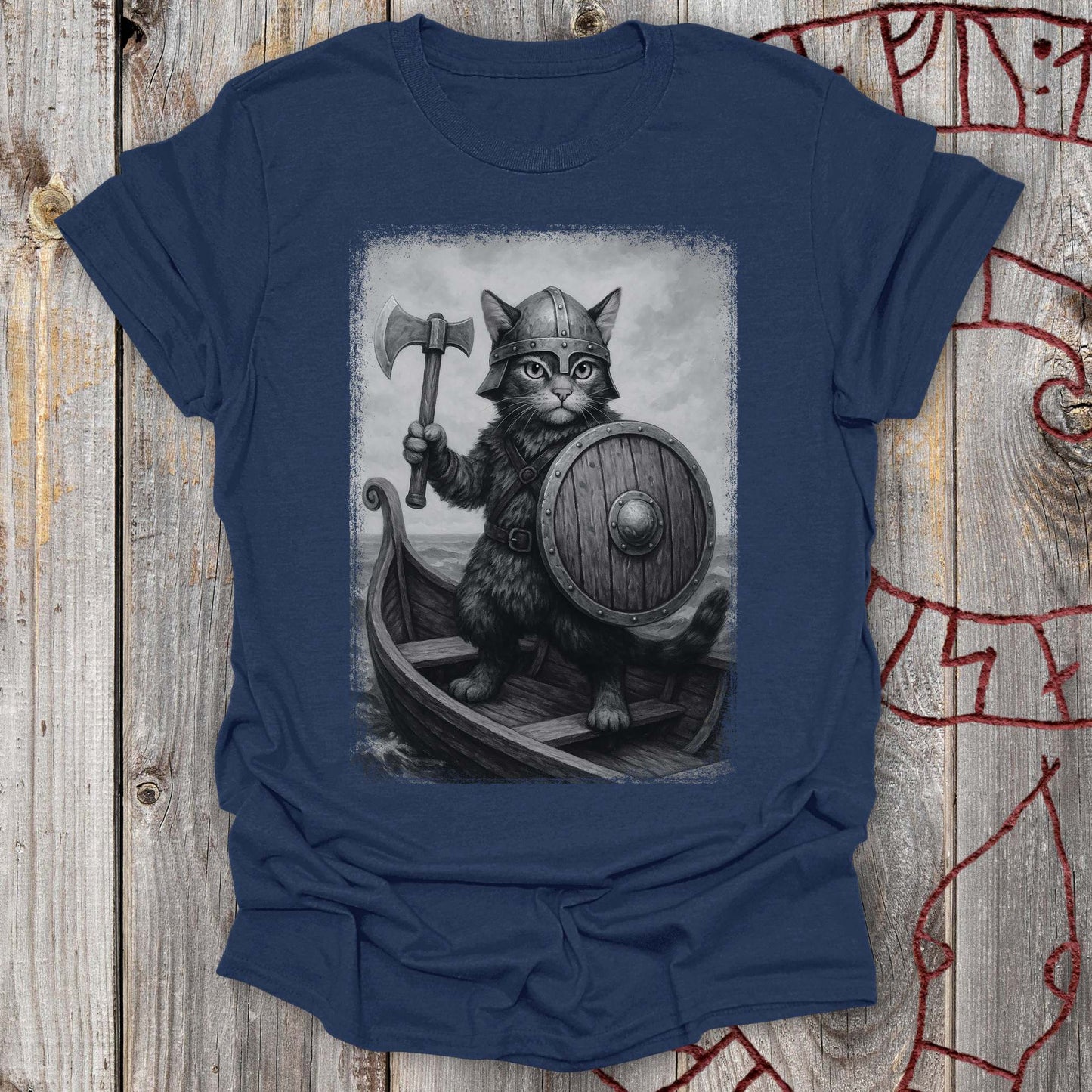 T-Shirt Viking Cat on a Longship T-Shirt Unisex size S M L XL 2XL