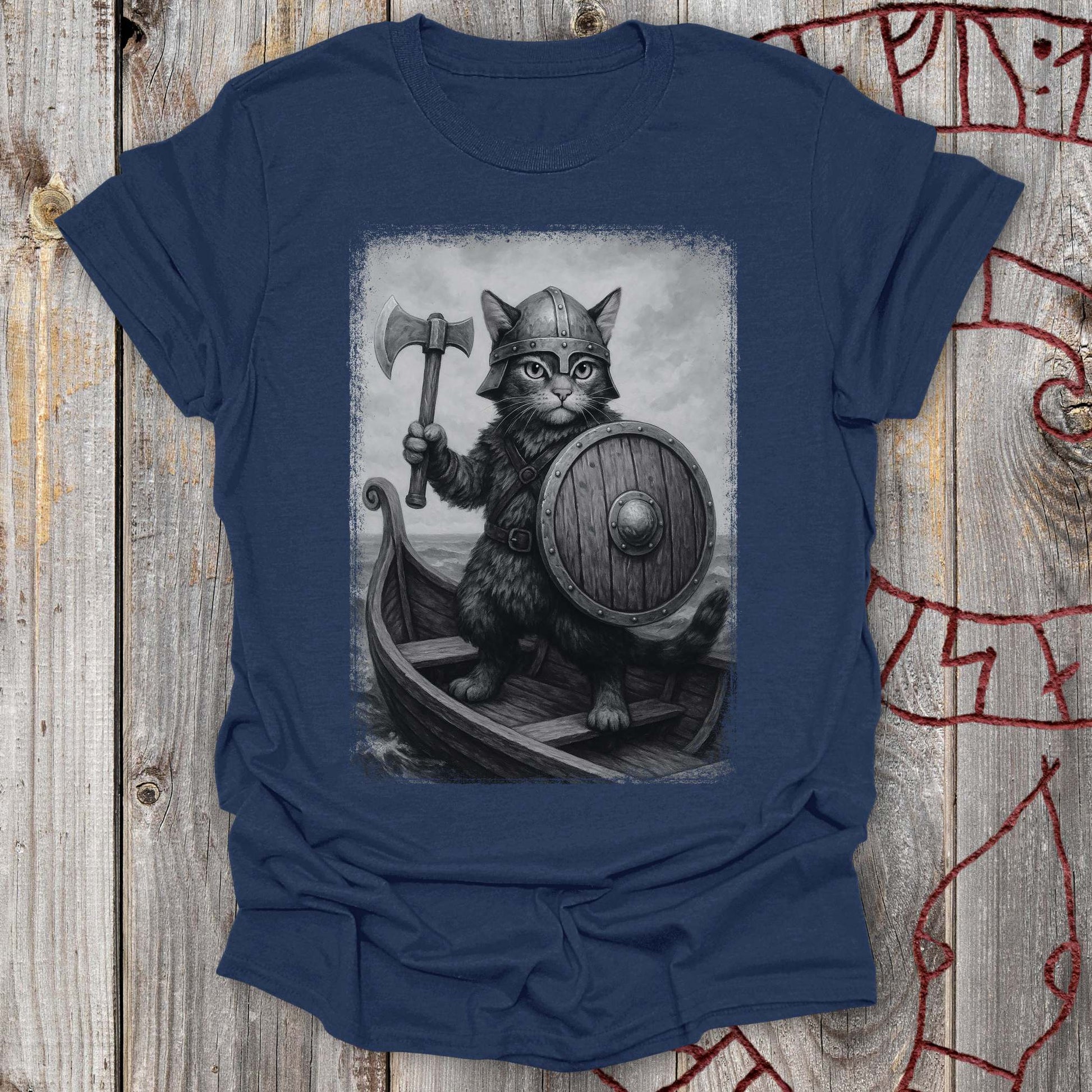 T-Shirt Viking Cat on a Longship T-Shirt Unisex size S M L XL 2XL