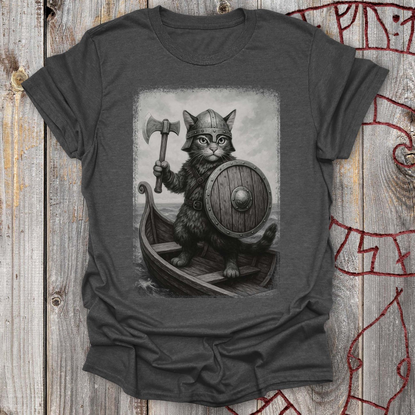 T-Shirt Viking Cat on a Longship T-Shirt Unisex size S M L XL 2XL