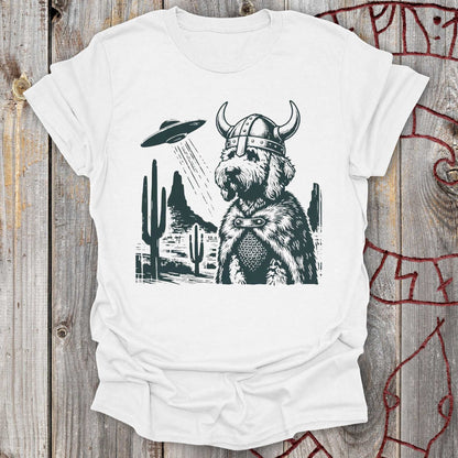 Goldendoodle Viking and UFO T-shirt