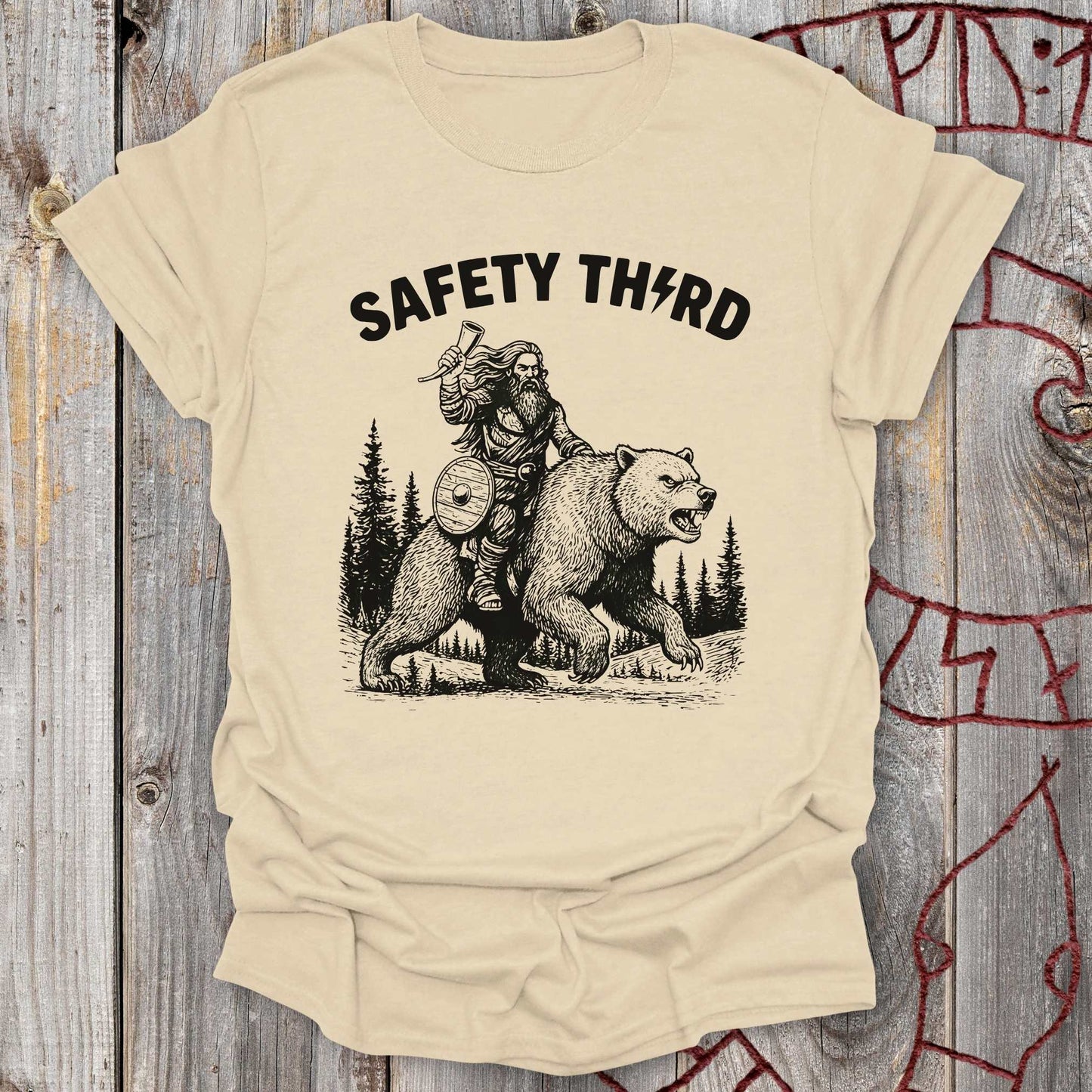 T-Shirt Safety Third - Viking Riding Wild Bear T-shirt Unisex size S M L XL 2XL
