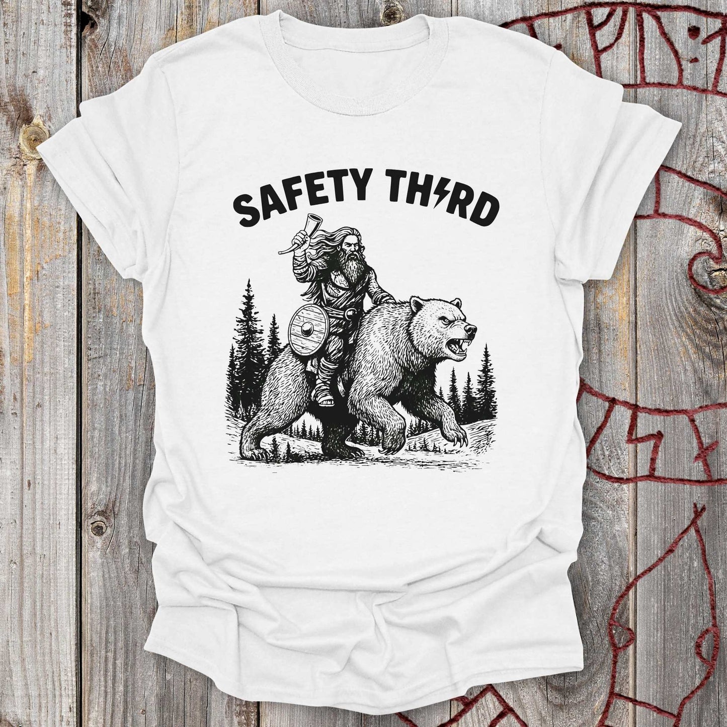 T-Shirt Safety Third - Viking Riding Wild Bear T-shirt Unisex size S M L XL 2XL