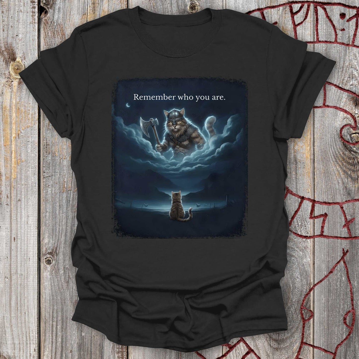 Remember Who You Are - Dreaming Cat Viking T-shirt NEW!
