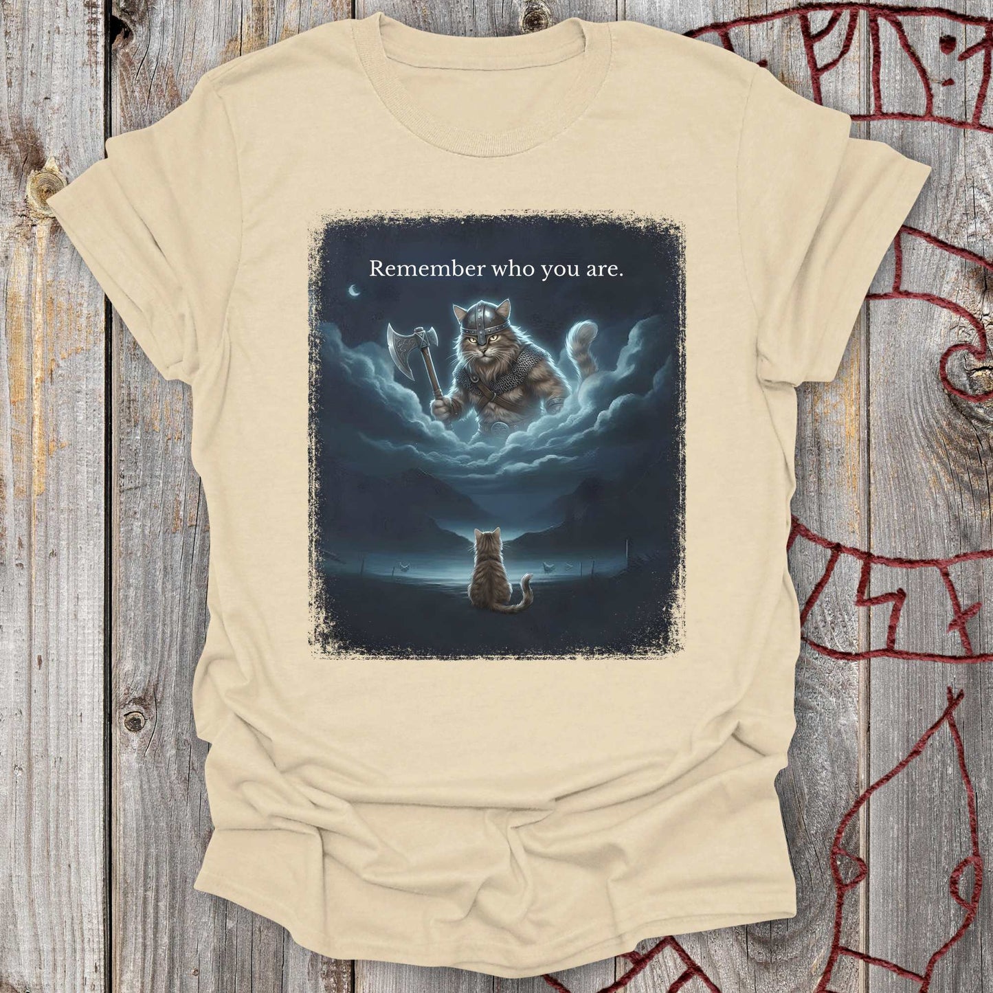 Remember Who You Are - Dreaming Cat Viking T-shirt NEW!