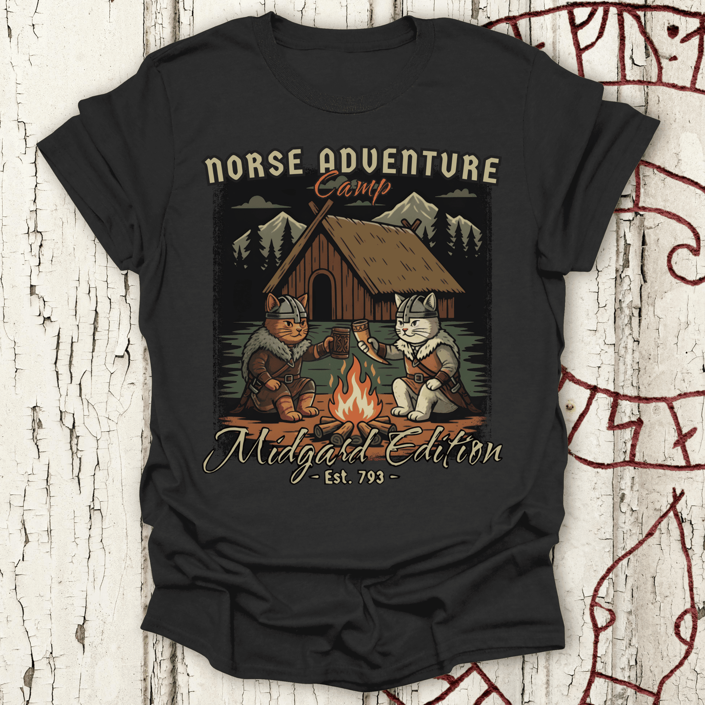 Norse Adventure Camp - Midgard Edition Cat T-shirt NEW!
