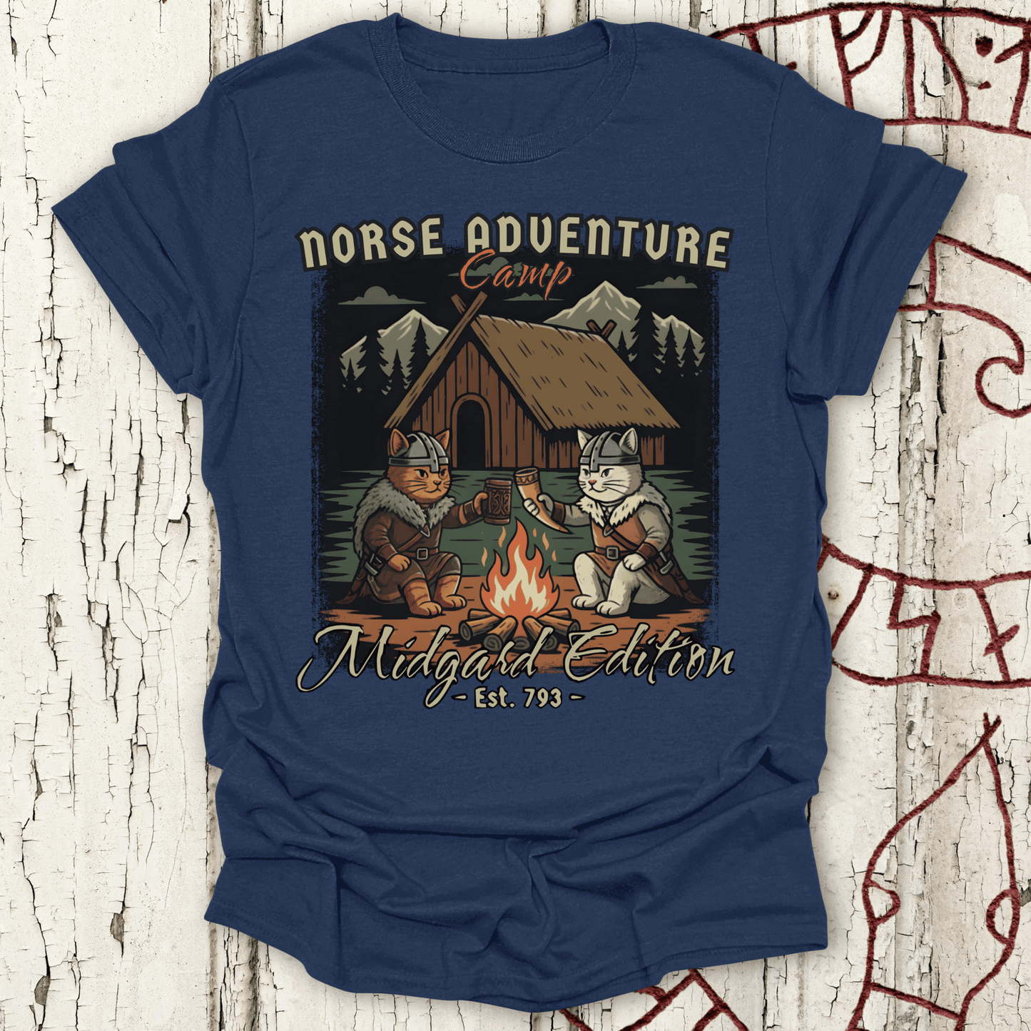 Norse Adventure Camp - Midgard Edition Cat T-shirt NEW!