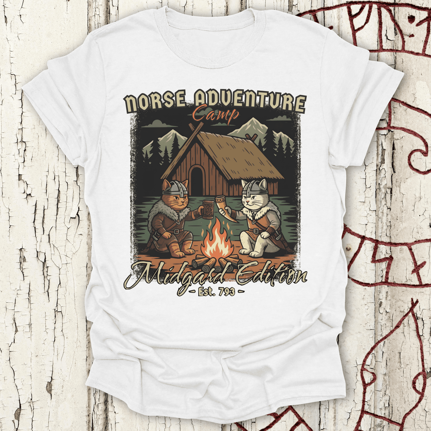 Norse Adventure Camp - Midgard Edition Cat T-shirt NEW!