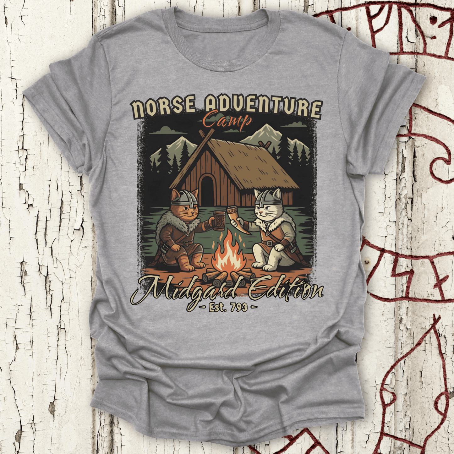 Norse Adventure Camp - Midgard Edition Cat T-shirt NEW!