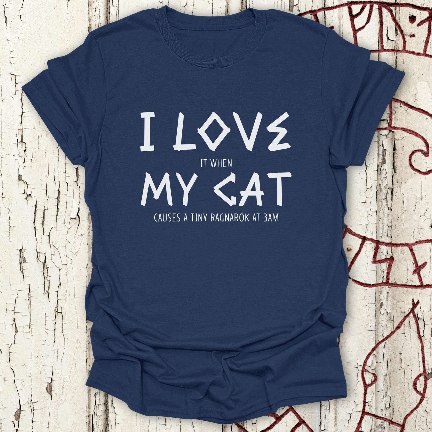 I Love My Cat - Funny Viking Cat Chaos T-shirt NEW!