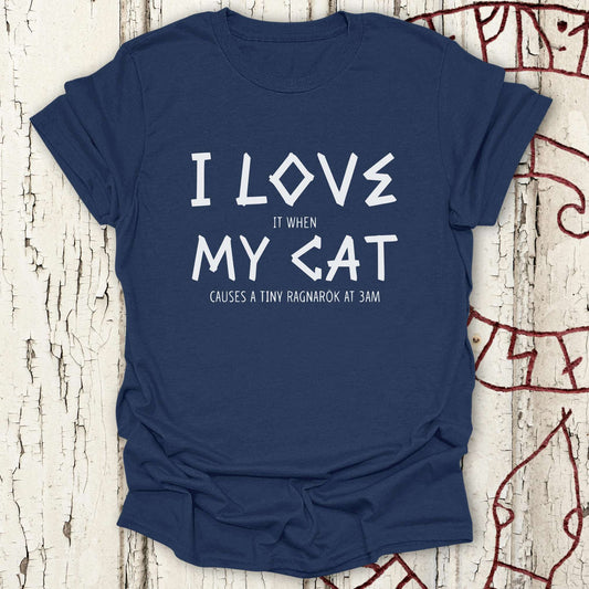 I Love My Cat - Funny Viking Cat Chaos T-shirt NEW!