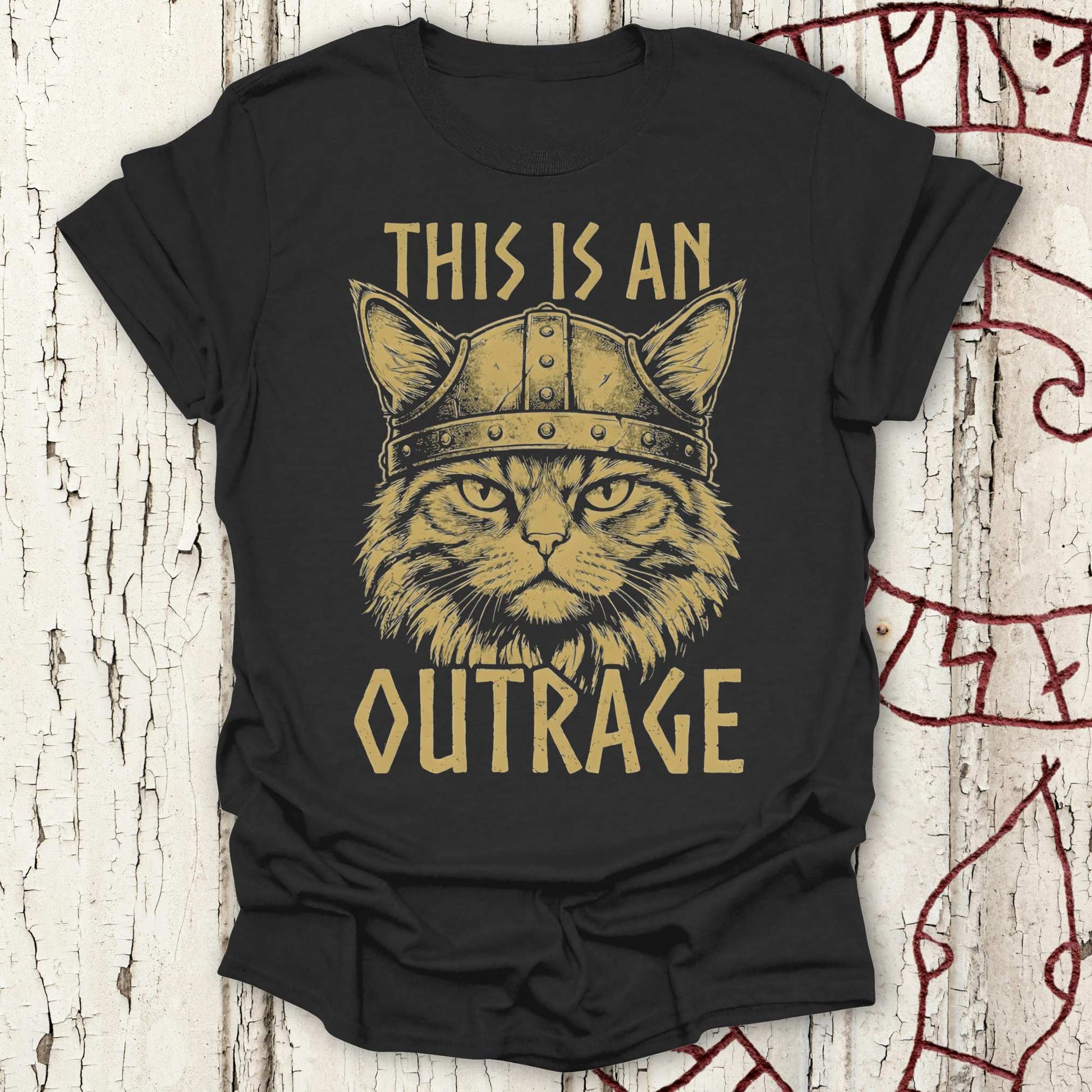 T-Shirt This is an Outrage - Viking Cat T-shirt NEW! Unisex size S M L XL 2XL