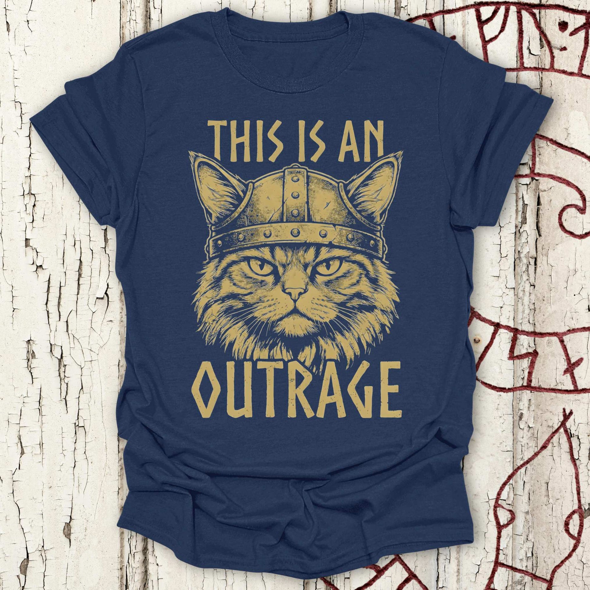 T-Shirt This is an Outrage - Viking Cat T-shirt NEW! Unisex size S M L XL 2XL