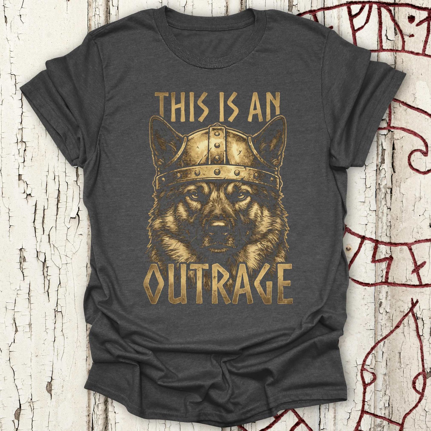 T-Shirt This is an Outrage - Viking Dog T-shirt NEW! Unisex size S M L XL 2XL