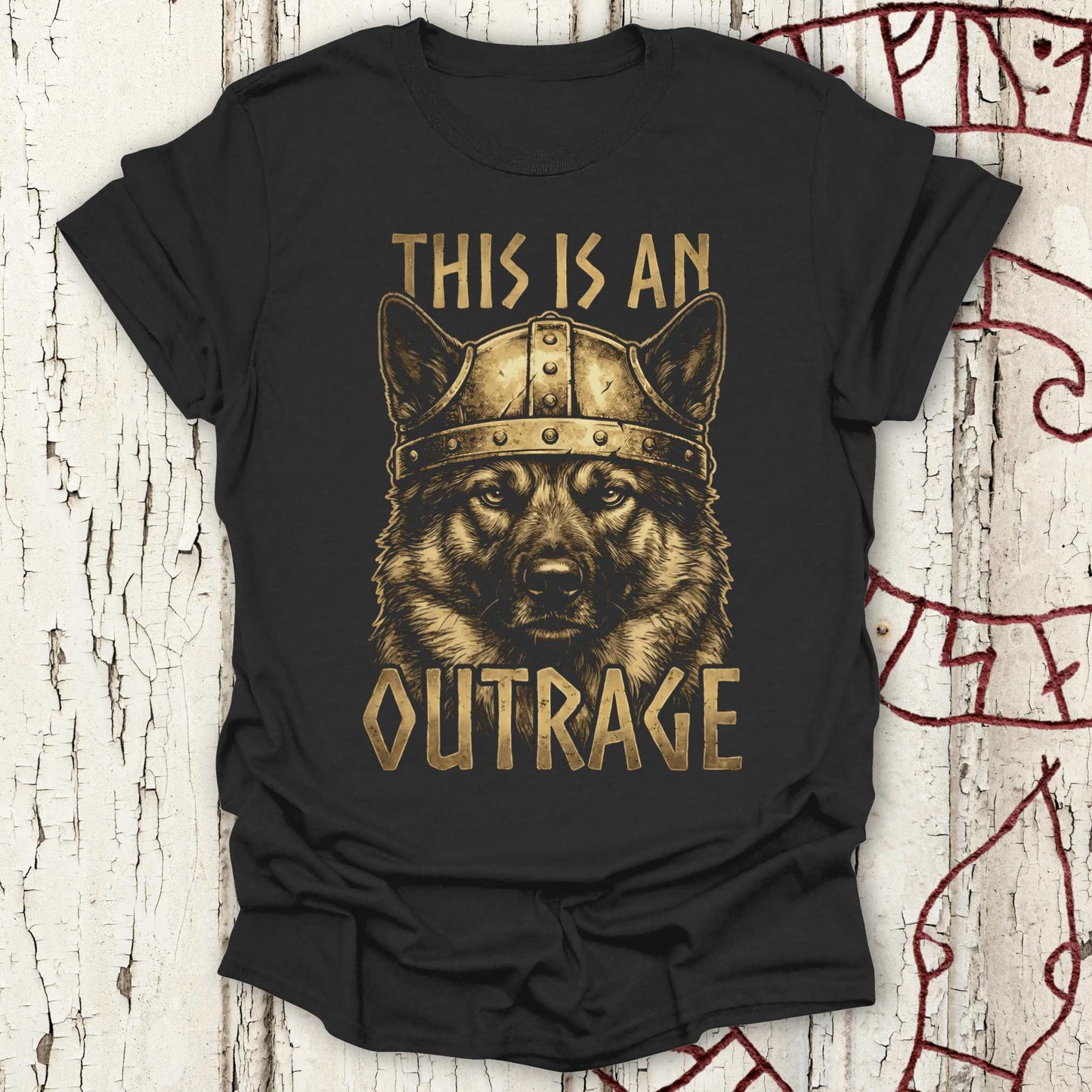 T-Shirt This is an Outrage - Viking Dog T-shirt NEW! Unisex size S M L XL 2XL