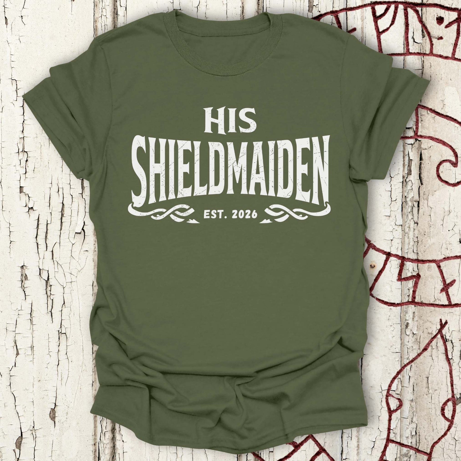 T-Shirt His Shieldmaiden Est. 2026 - Viking Bride Bachelorette T-shirt NEW Unisex size S M L XL 2XL