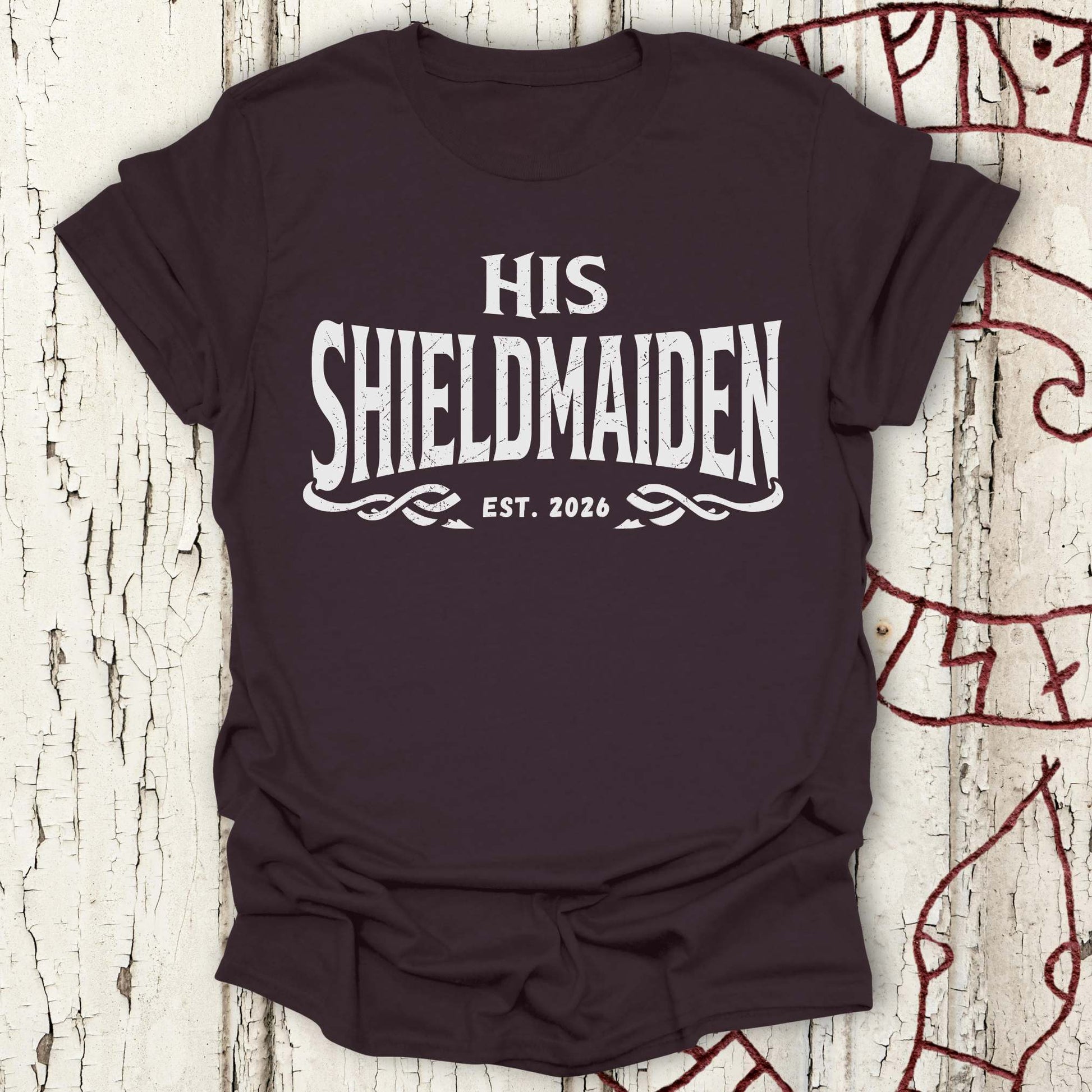 T-Shirt His Shieldmaiden Est. 2026 - Viking Bride Bachelorette T-shirt NEW Unisex size S M L XL 2XL