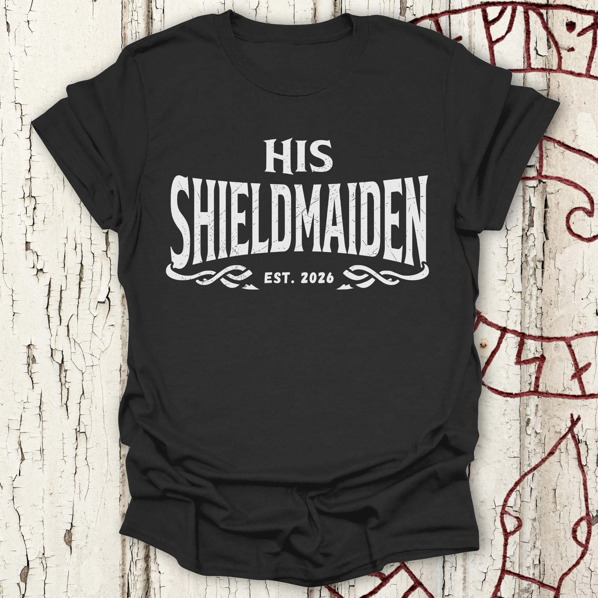 T-Shirt His Shieldmaiden Est. 2026 - Viking Bride Bachelorette T-shirt NEW Unisex size S M L XL 2XL