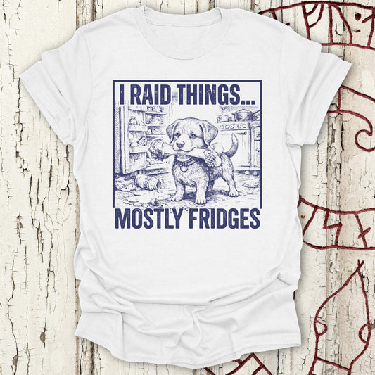 T-Shirt I Raid Things... Mostly Fridges - Cute Dog T-shirt NEW Unisex size S M L XL 2XL