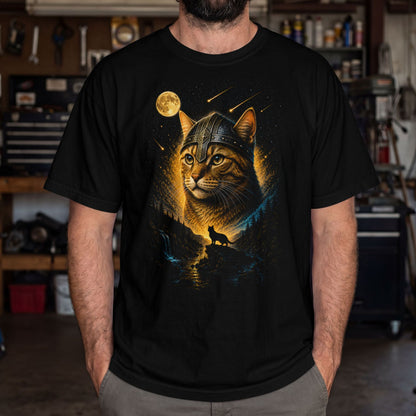 Orange Cat Howling at the Moon Viking T-shirt NEW!
