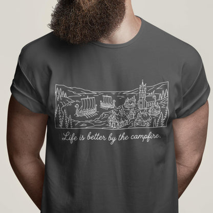 Life is Better by the Campfire - Funny Viking Minimalist T-shirt